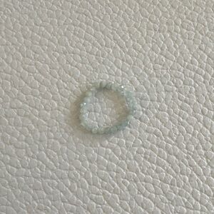 Chic Aquamarine faceted gemstone Women's stretchy Beaded Ring